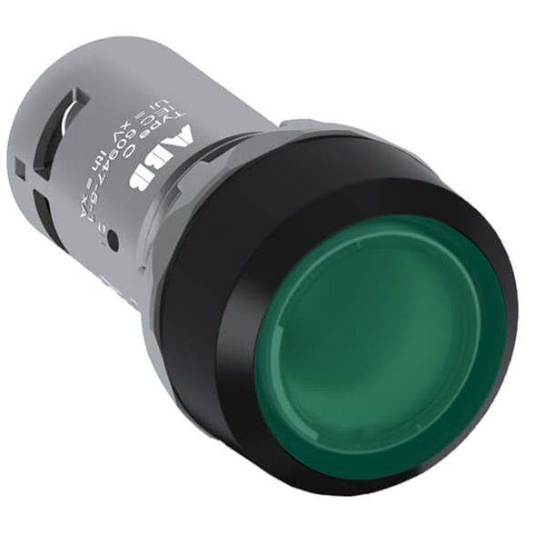 CP1-13G-10 ( Işıklı, yaylı düz kafalı buton - Yeşil )